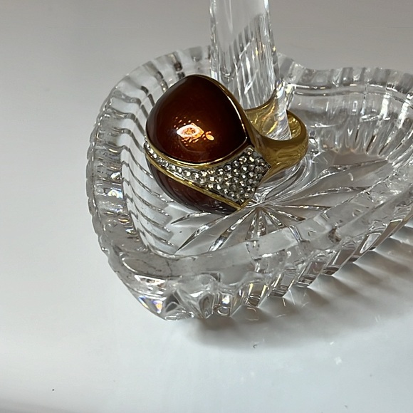 COFFEE ENAMEL PAVE DOMED RING VINTAGE - Picture 5 of 7